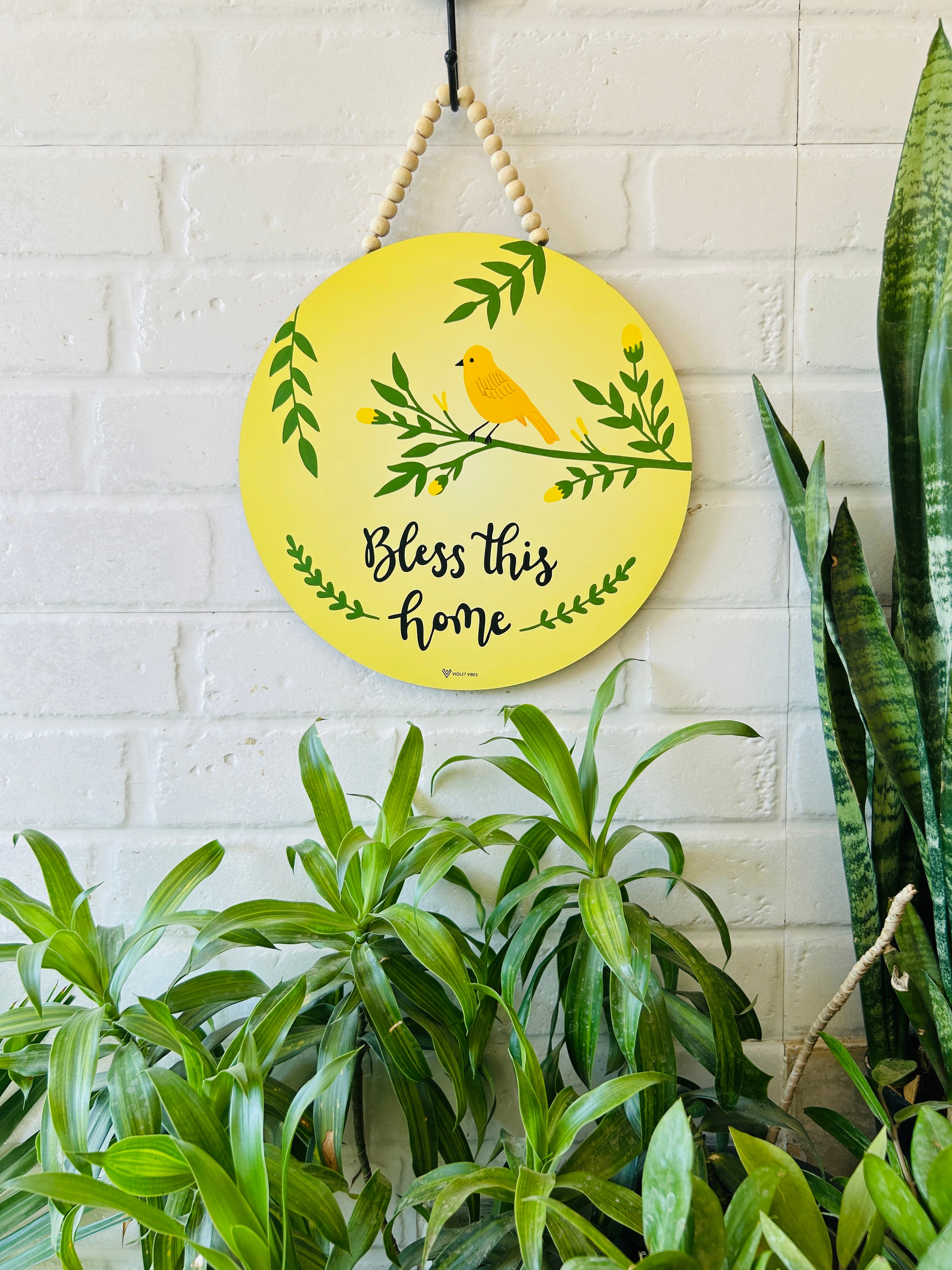 Bless this home | Wooden sign board | 12 inches diameter
