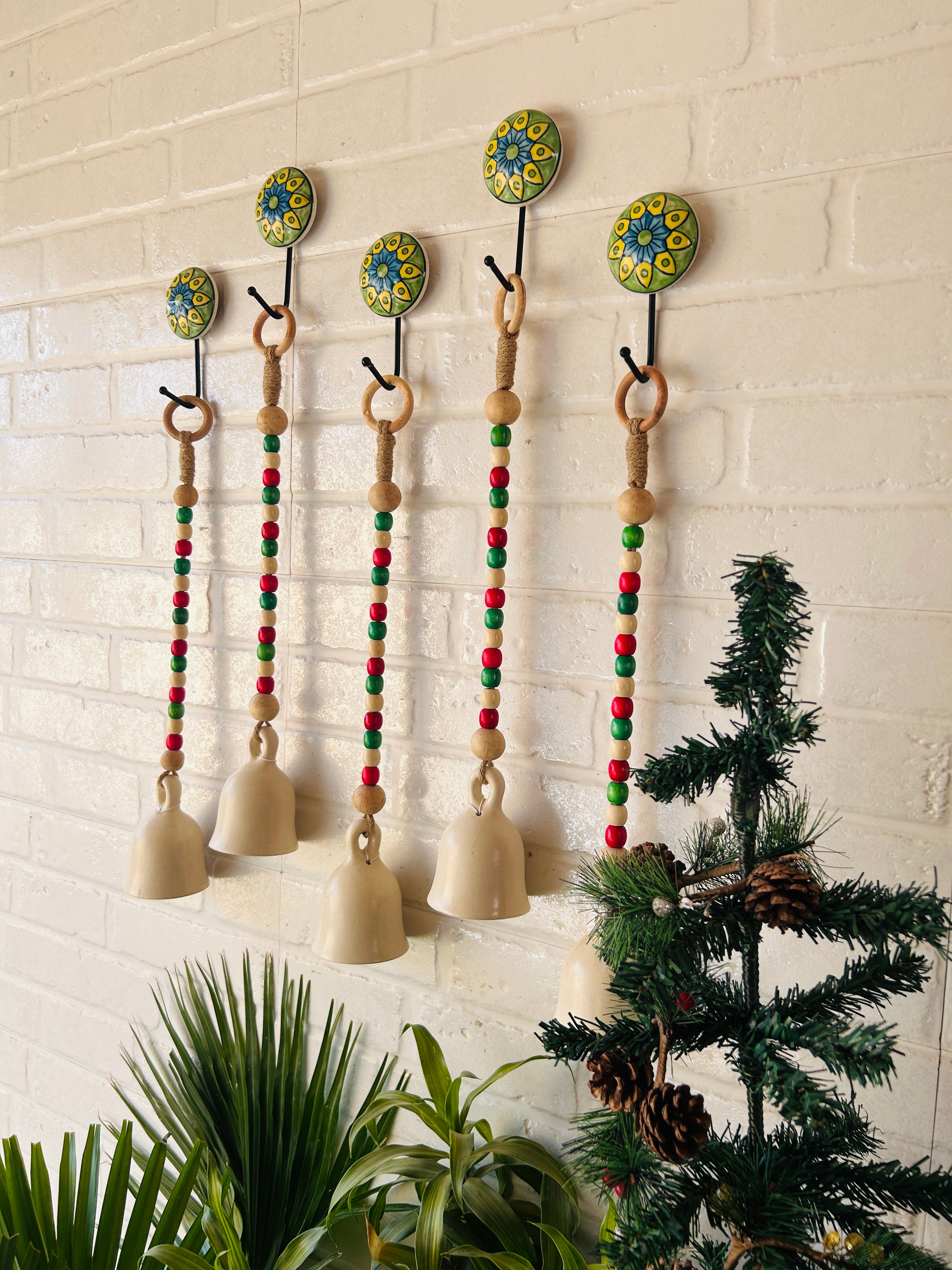 INDIAN ROSE | Ceramic Beaded Bells with Ceramic Hooks (BUY 4 GET 1 FREE)