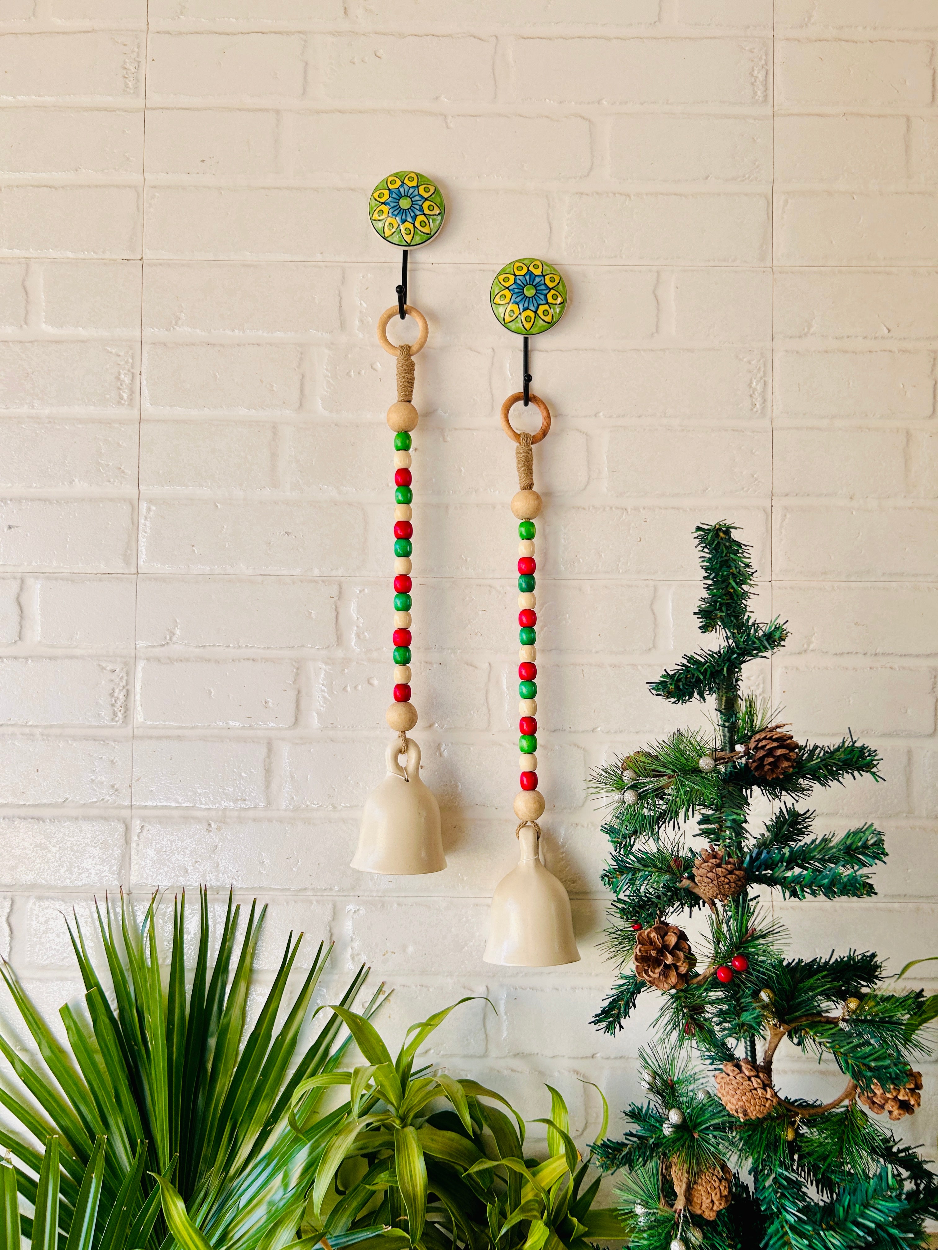 INDIAN ROSE | Ceramic Beaded Bells with Ceramic Hooks (BUY 4 GET 1 FREE)