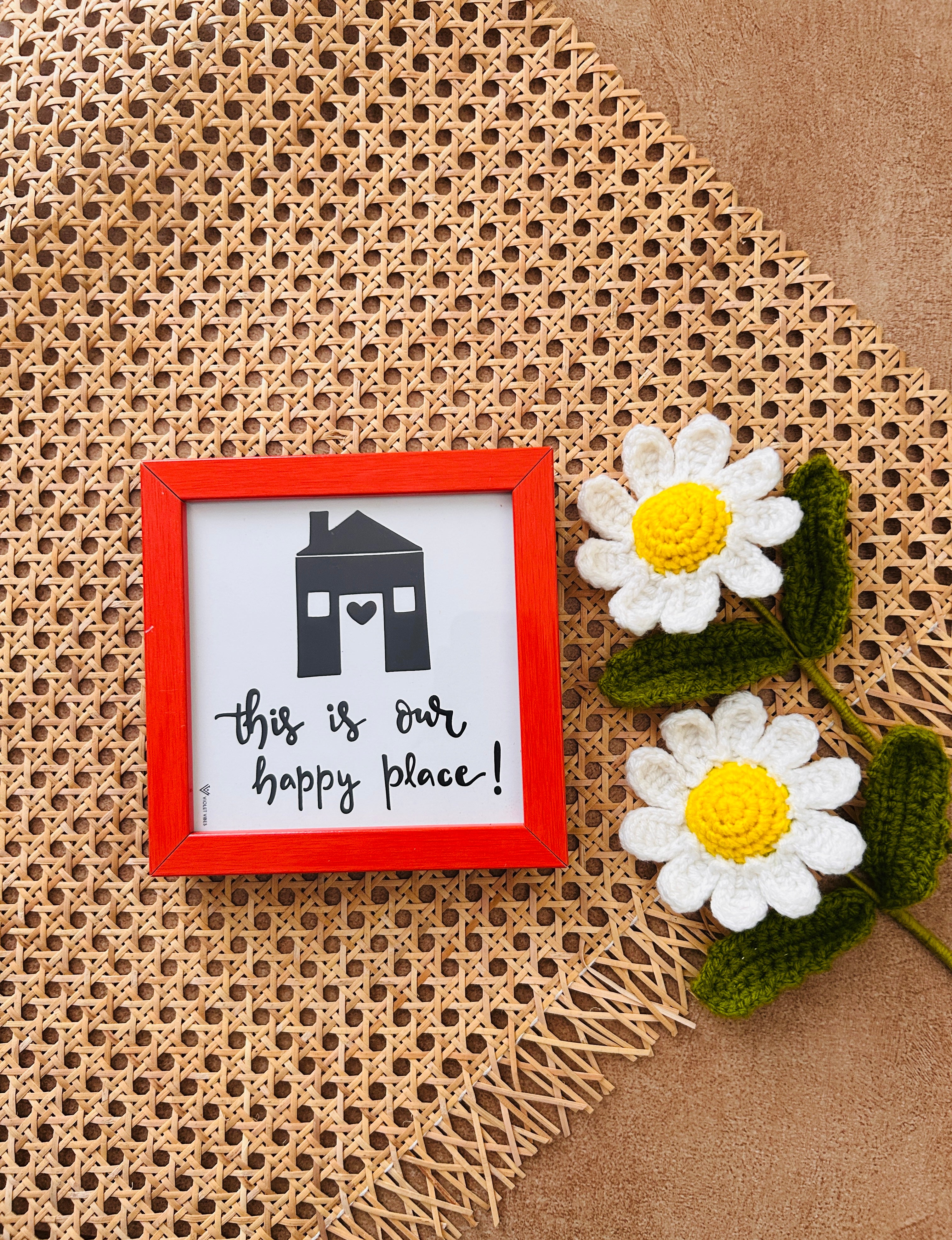 This is our happy place | 5*5 inches glass top wall frame