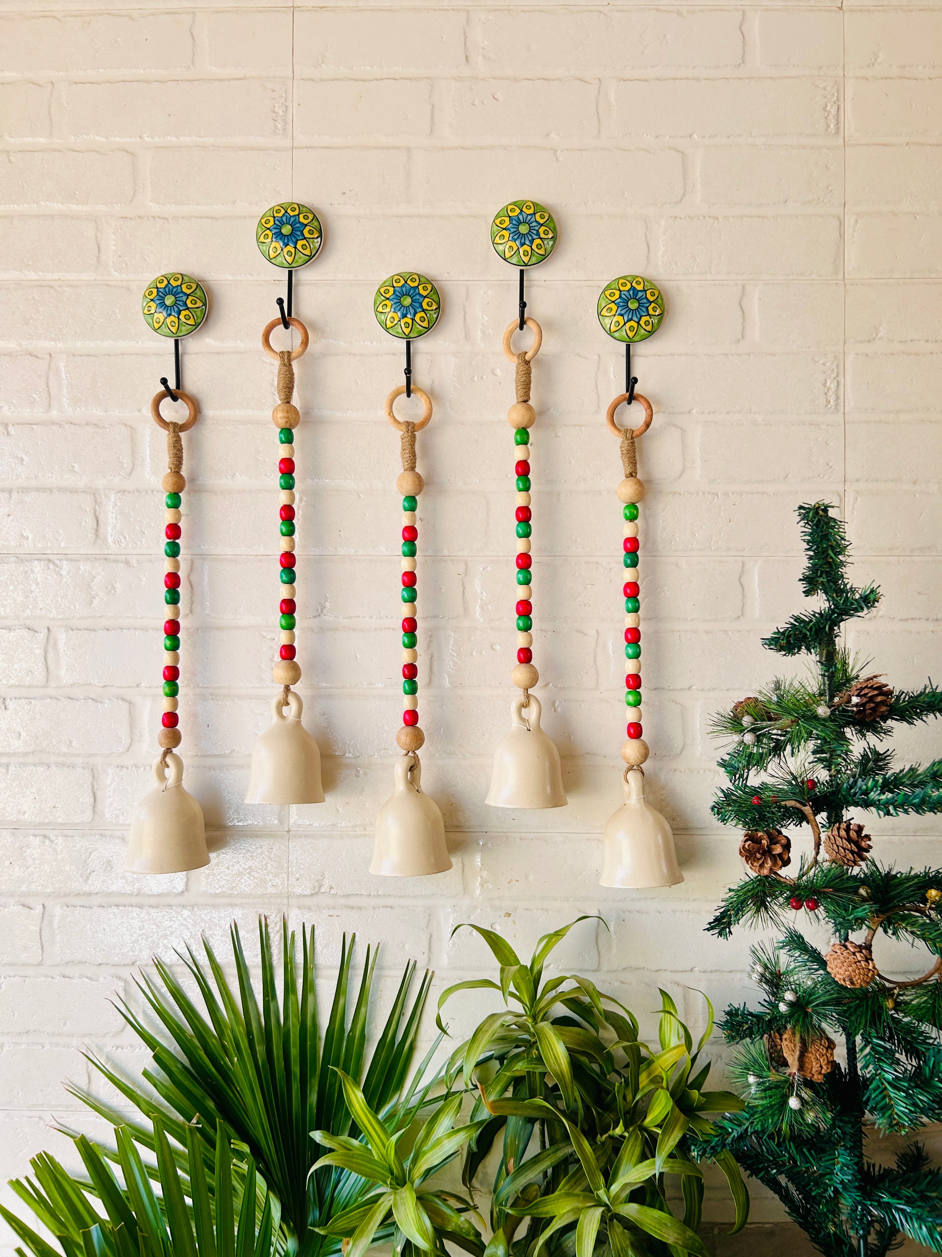 INDIAN ROSE | Ceramic Beaded Bells with Ceramic Hooks (BUY 4 GET 1 FREE)