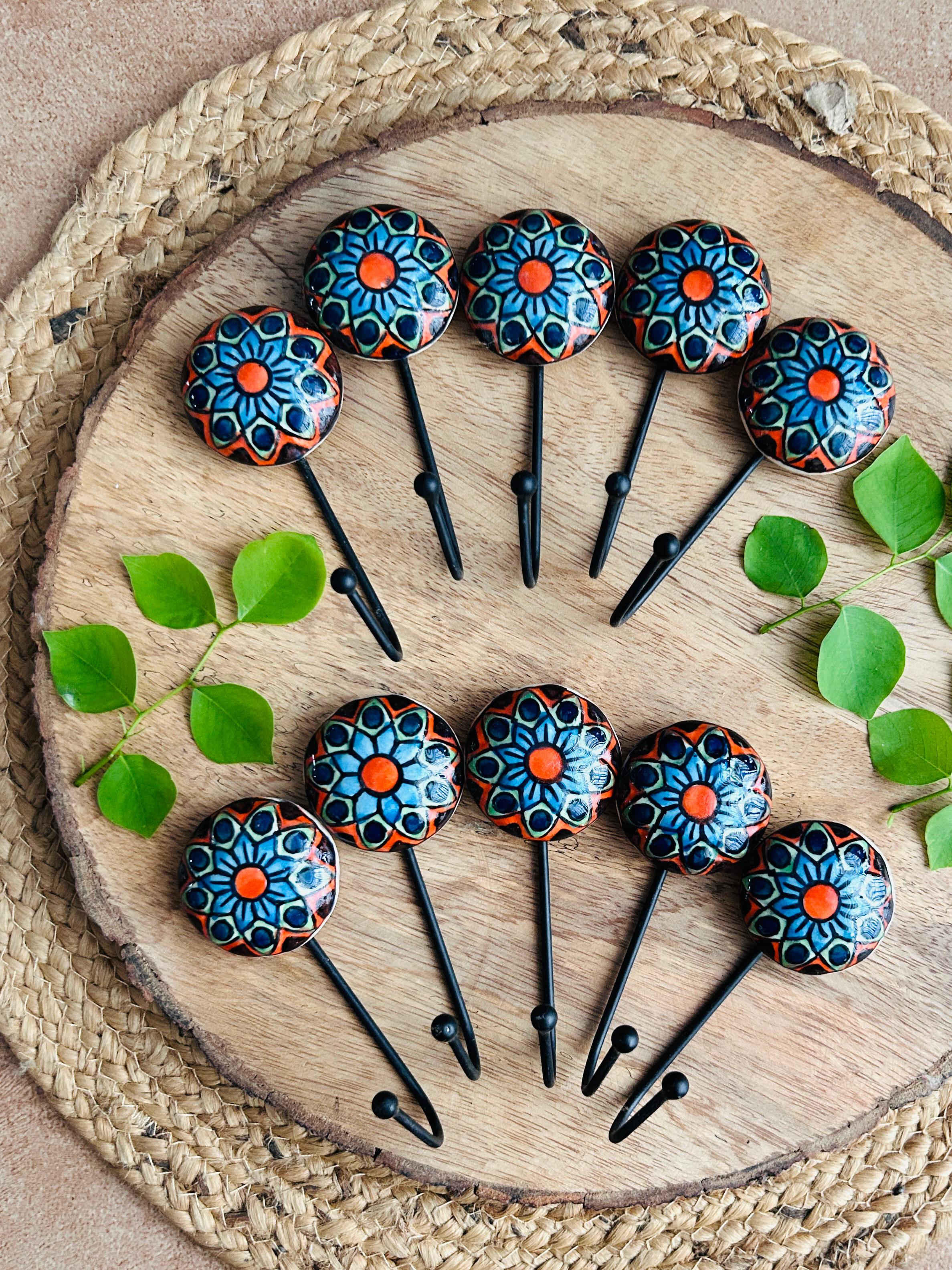 Ceramic Hooks | Orange Blue