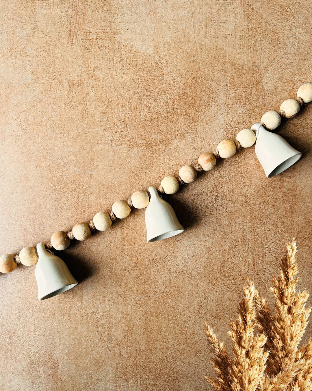 KHANAK | Ceramic bells bunting - BOHO RUSTIC - IVORY BELLS