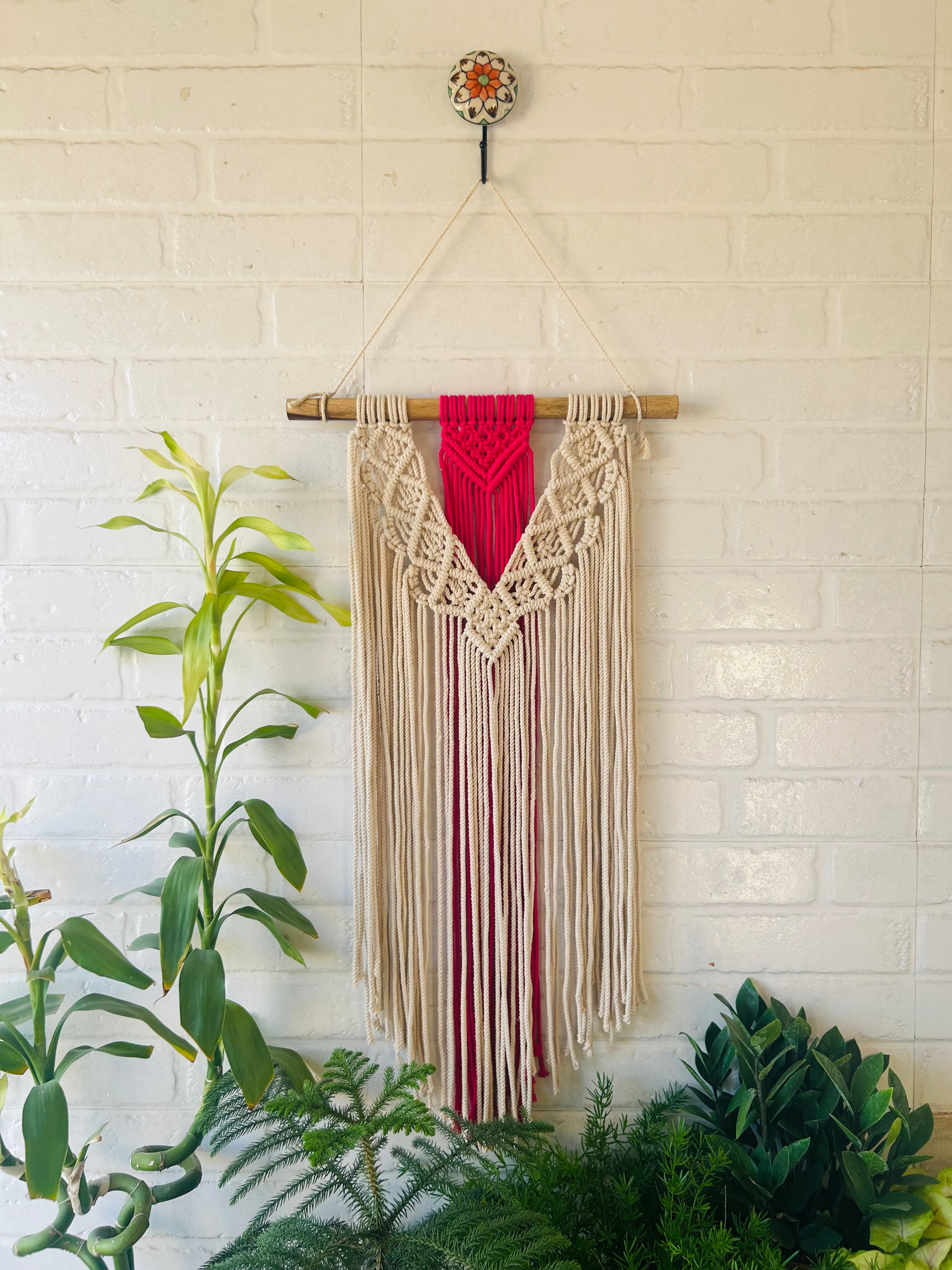 Folklore Macrame Wall Hanging | With Ceramic Hook