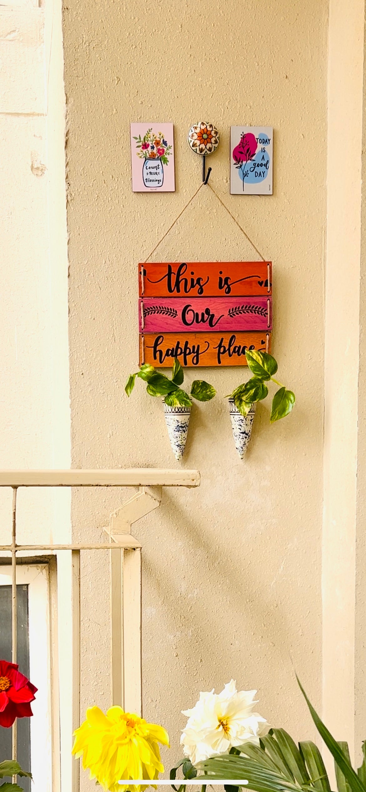 This is our happy place | Balcony Decor | Rustic Edition