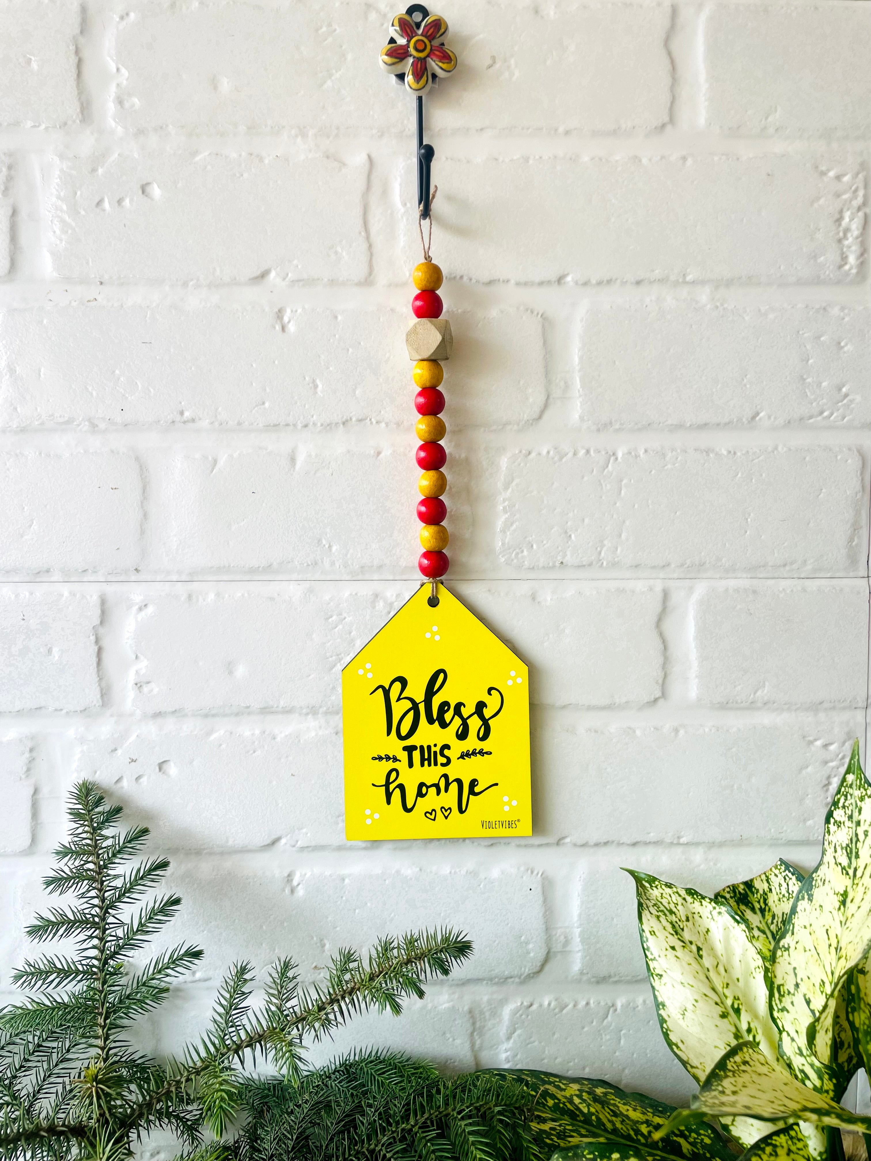 Bless this home | Beaded Hut with Ceramic hook
