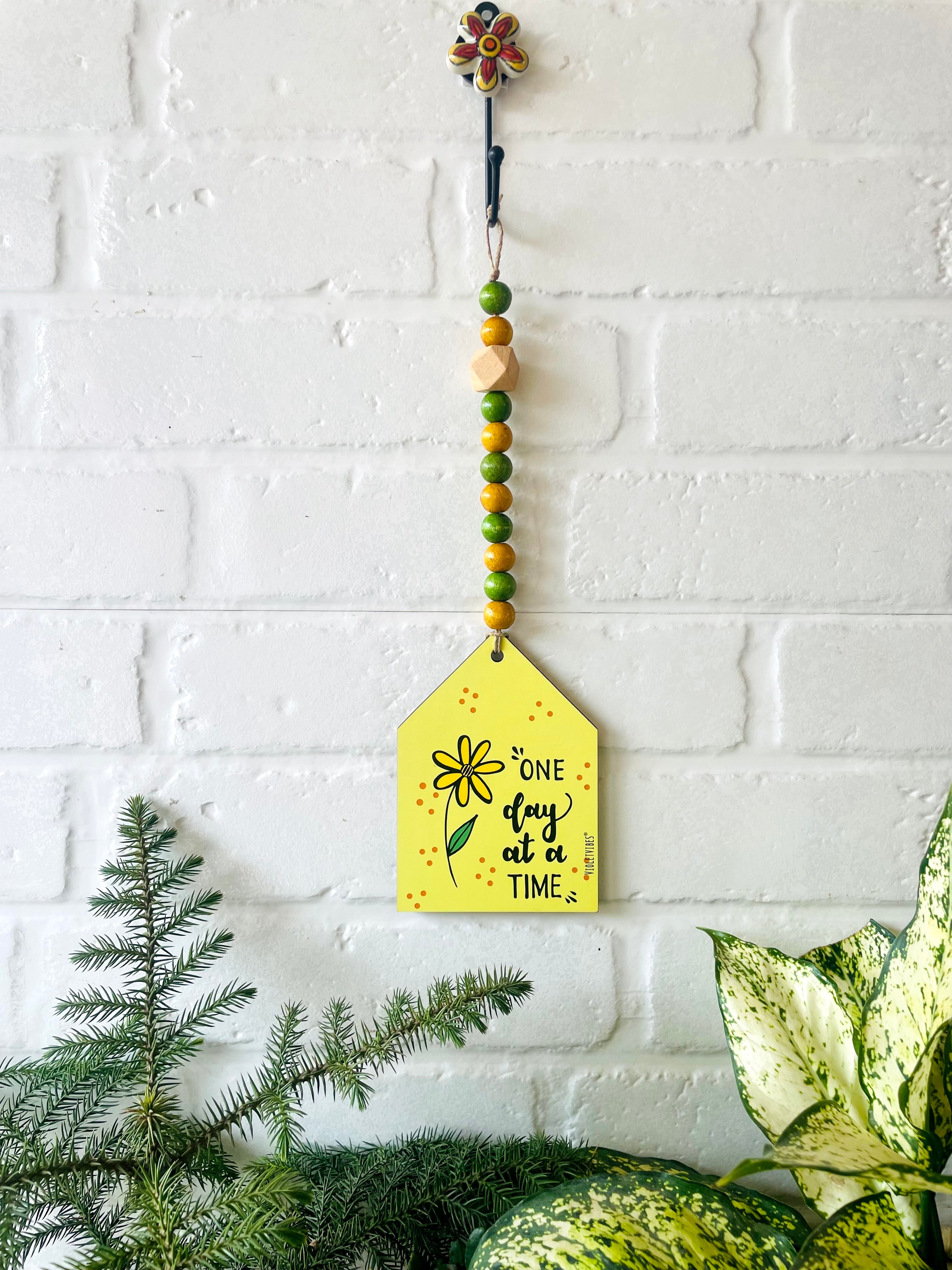 One day at a time | Beaded Hut with Ceramic hook