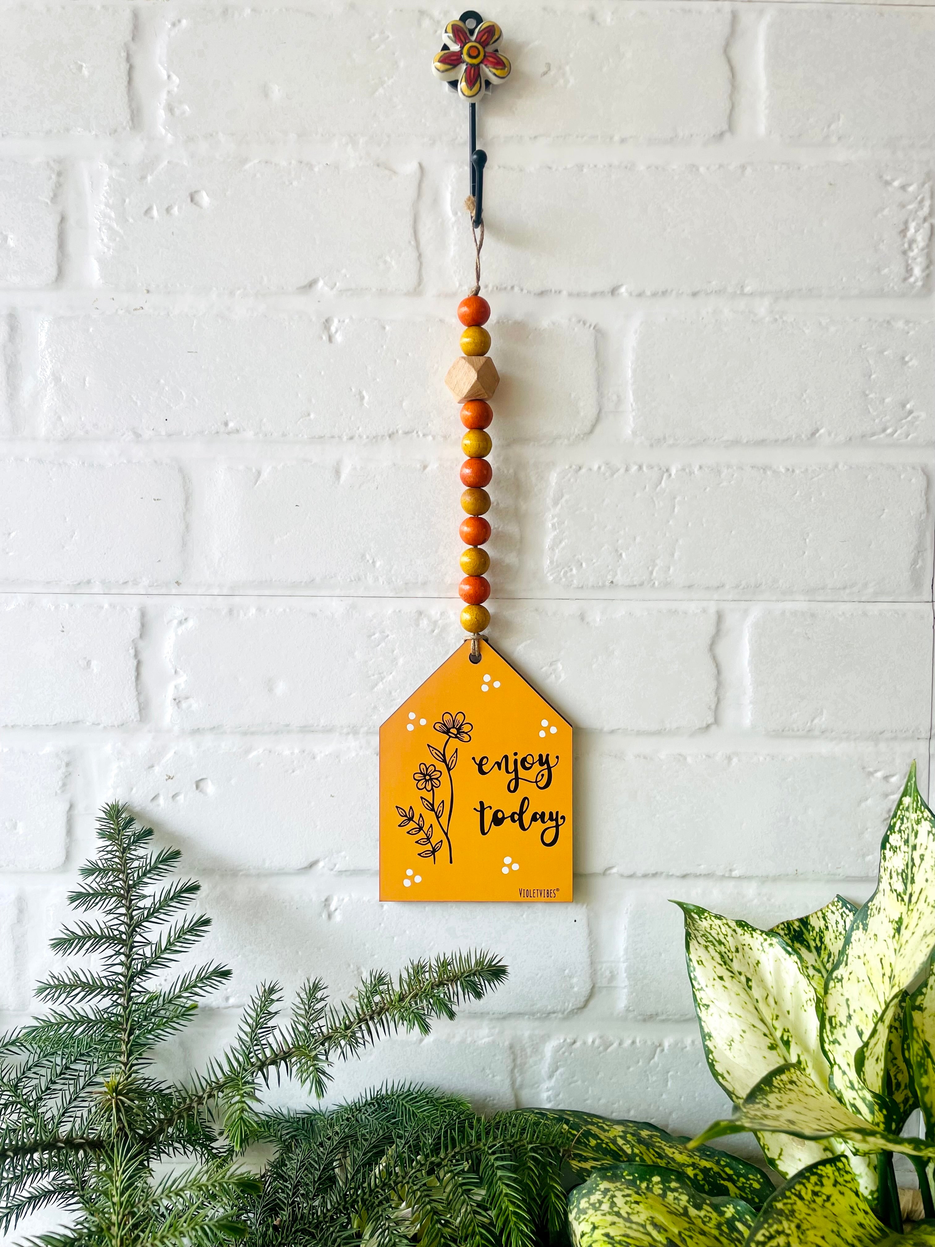 Enjoy Today | Beaded Hut with Ceramic hook