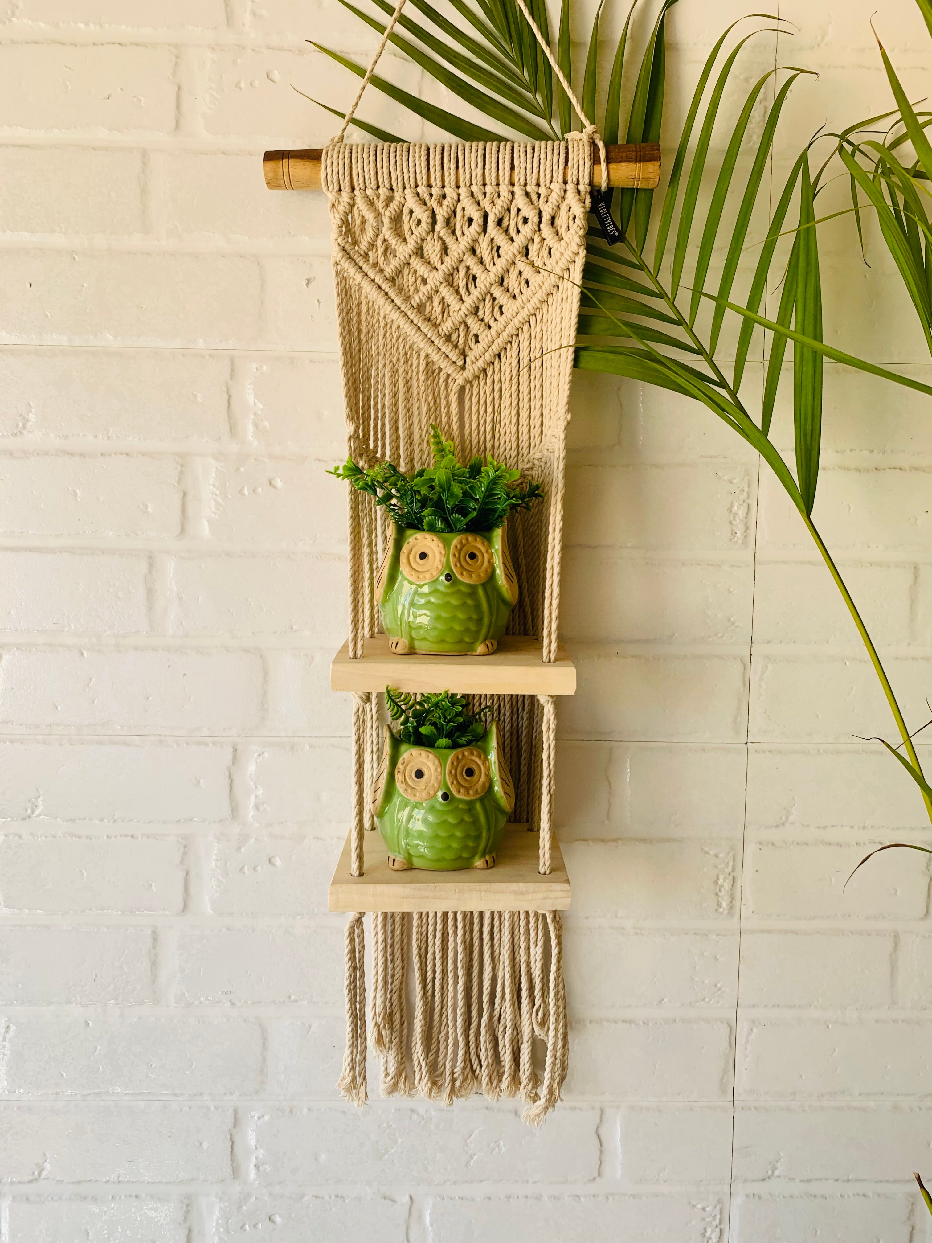 Double tier mini shelf | Natural Wood