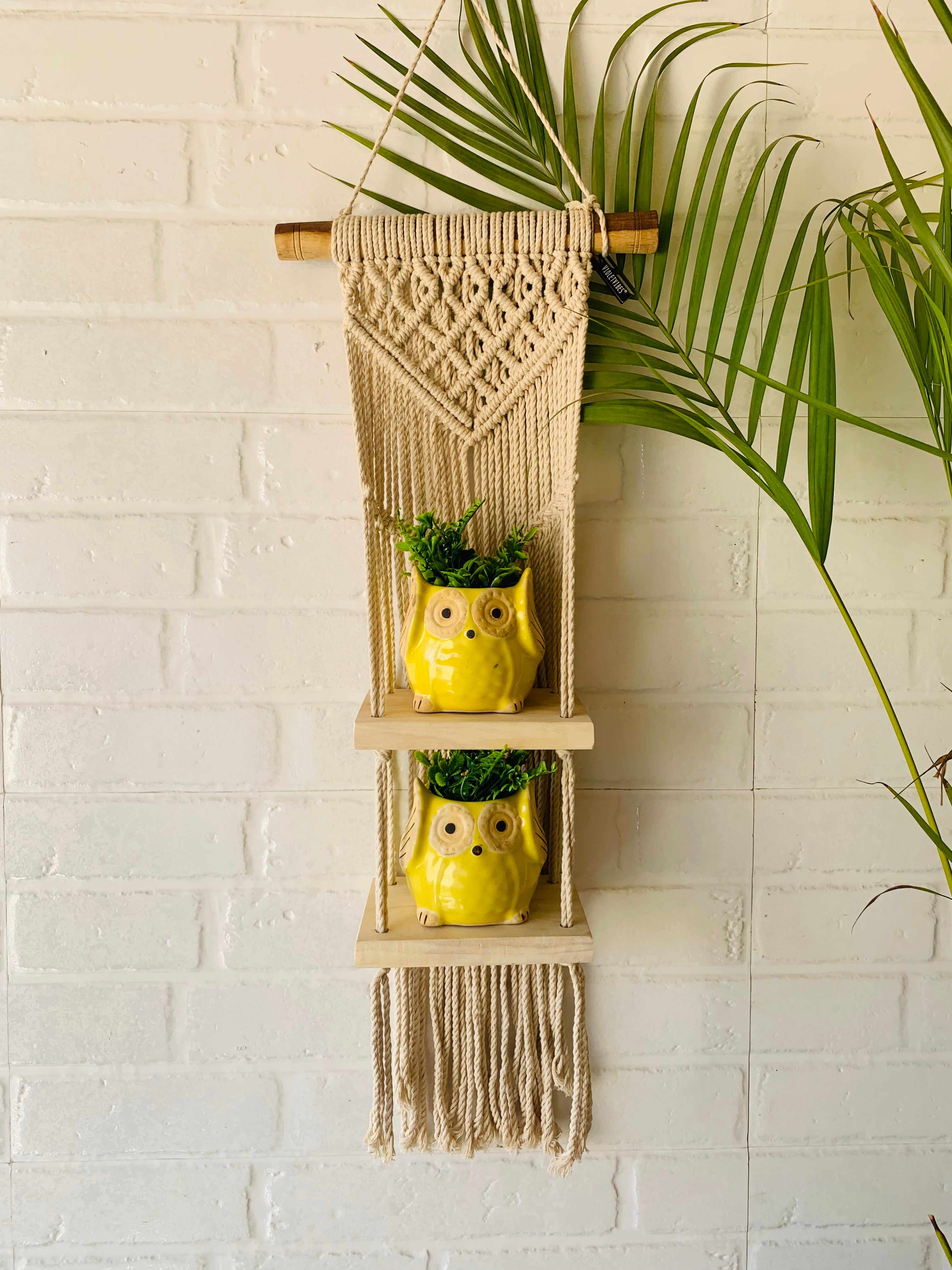 Double tier mini shelf | Natural Wood