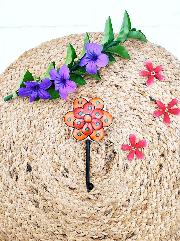 Ceramic Hooks | Orange Flower