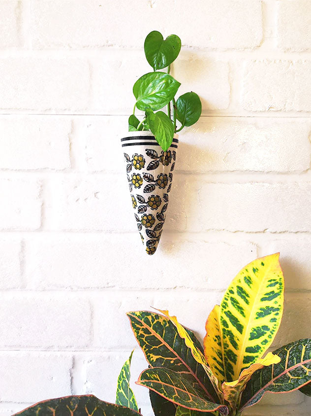 Mini Conical Planter | Yellow Flowers