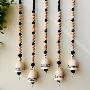 Midnight | Boho Ivory |Backdrop Ceramic Bells | With Ceramic Wall Hooks