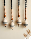 Monochrome Melody | BOHO IVORY Ceramic-Beaded-Macrame | Set of 4 bells with 4 ceramic wall hooks