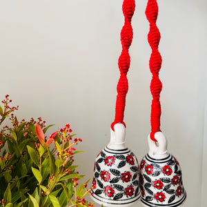 CHERRY | Ceramic Macrame Bells with Ceramic Hooks | Set of 2 (Free shipping)