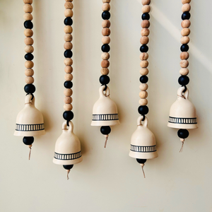 Midnight | Boho Ivory |Backdrop Ceramic Bells | With Ceramic Wall Hooks