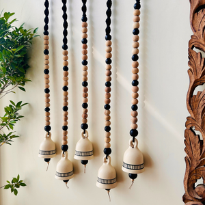 Midnight | Boho Ivory |Backdrop Ceramic Bells | With Ceramic Wall Hooks