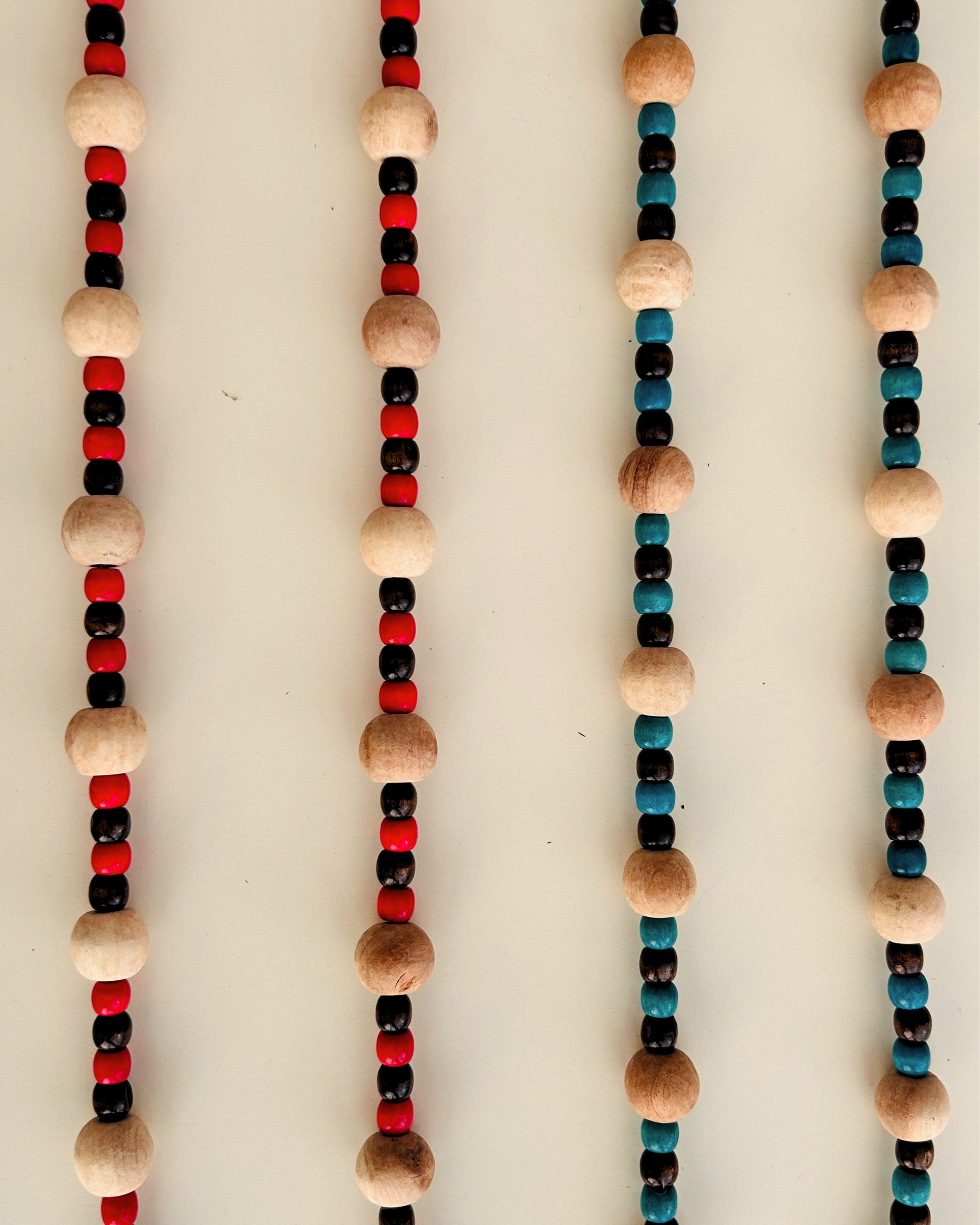 Boho Strings | Beaded Curtain | Set of 4 strings (Red and Blue)