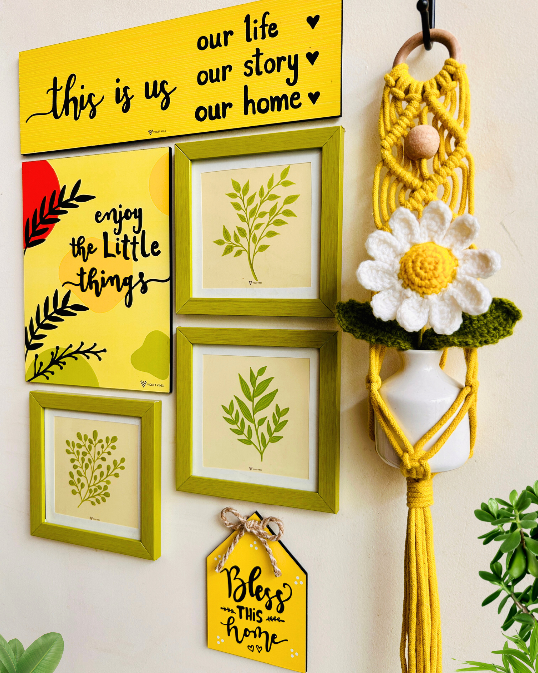 Mac-crochet Collection |This is us wall set up | with a macrame hanger and a crochet flower