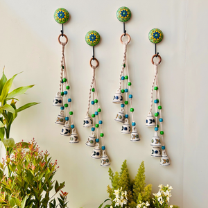 BLUE ORCHID | Handmade Ceramic Symphony Bell Chimes | Bunch of 4 (mini) bells with Ceramic Hooks