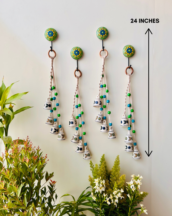 BLUE ORCHID | Set of 4 Symphony Chimes with 4 Ceramic Hooks