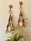 Colorful Beaded Mini Shelves with ceramic hooks and white mini ceramic bottles (All sides beaded)