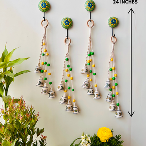 AMALTAS | Handmade Ceramic Symphony Bell Chimes | Bunch of 4 (mini) bells with Ceramic Hooks