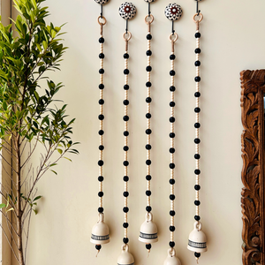 Midnight | Beaded Backdrop Ceramic Bells | With Ceramic Wall Hooks
