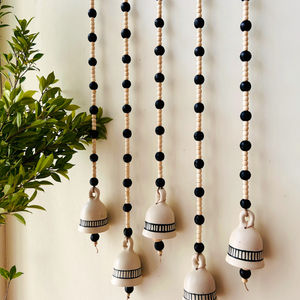 Midnight | Beaded Backdrop Ceramic Bells | With Ceramic Wall Hooks