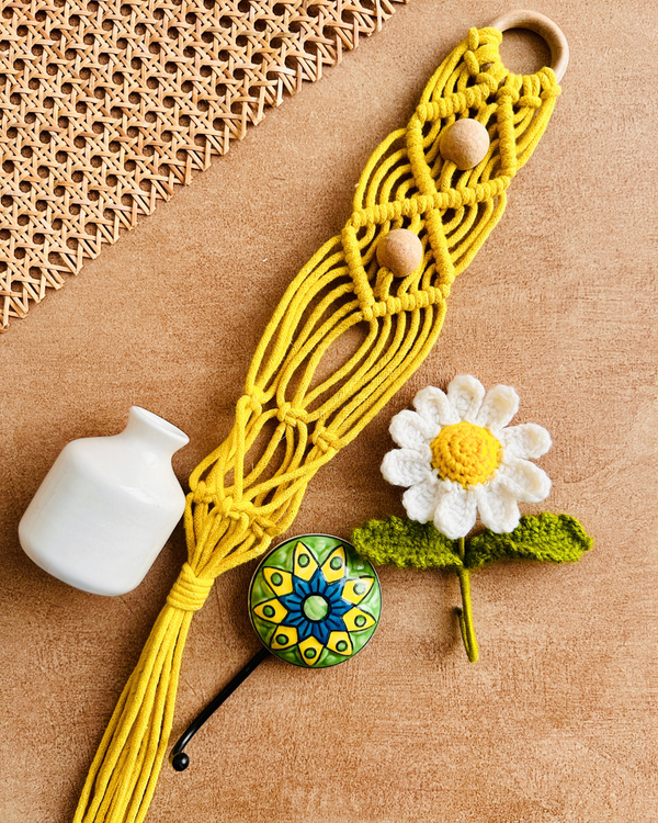 Mac-crochet Collection |This is us wall set up | with a macrame hanger and a crochet flower