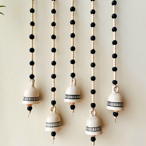 Midnight | Beaded Backdrop Ceramic Bells | With Ceramic Wall Hooks