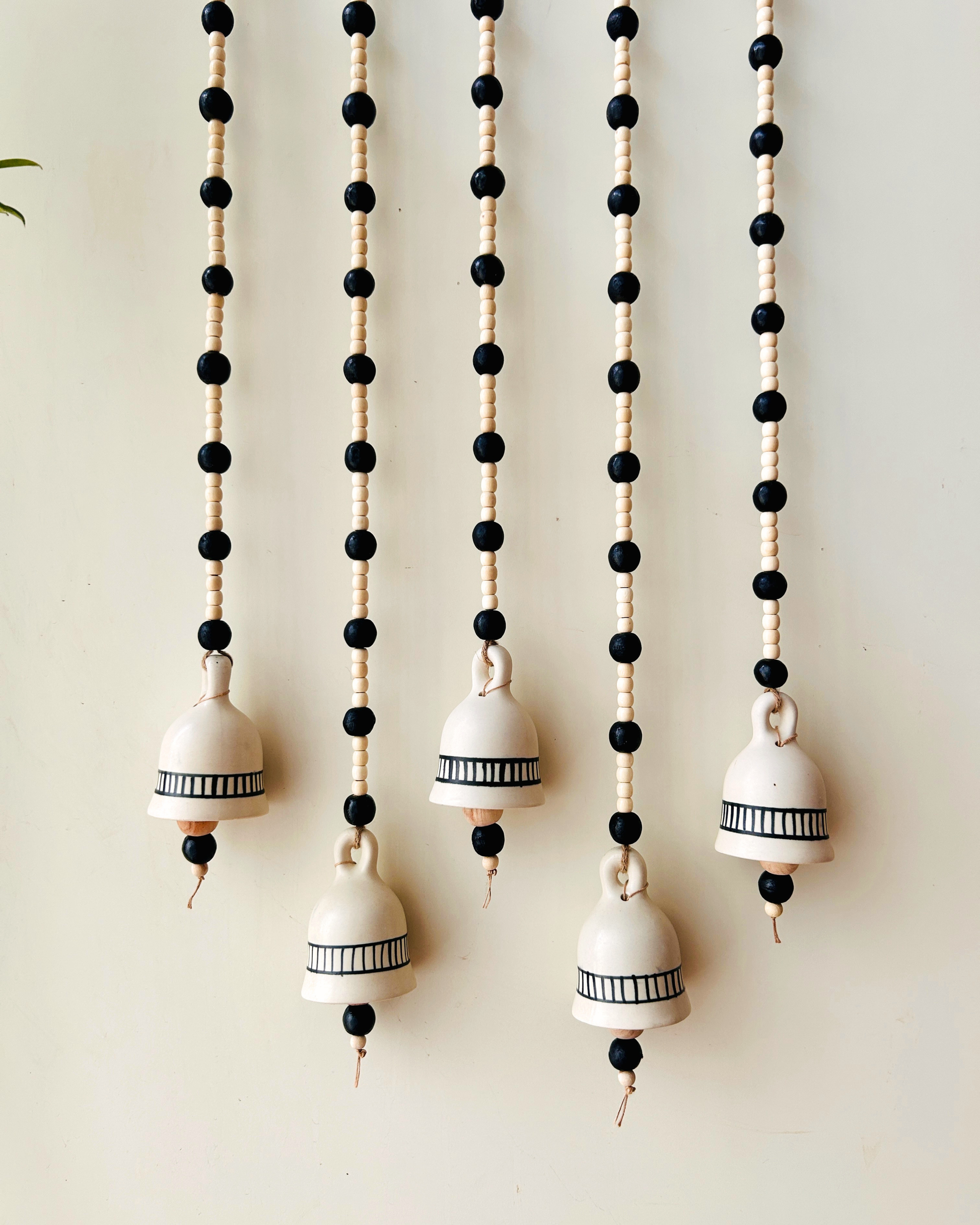Midnight | Beaded Backdrop Ceramic Bells | With Ceramic Wall Hooks