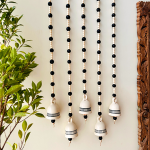 Midnight | Beaded Backdrop Ceramic Bells | With Ceramic Wall Hooks