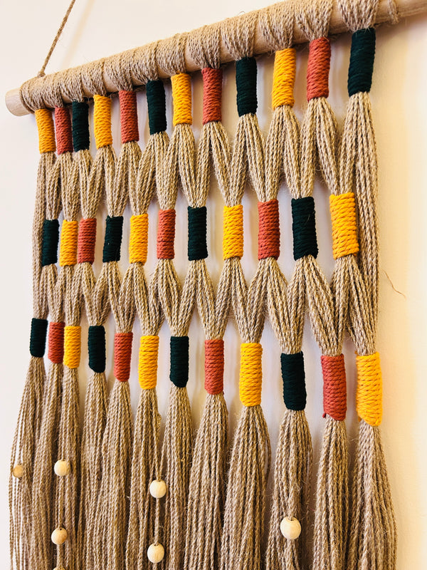 Desert Drape Ivory Boho Tapestry | With a ceramic wall hook