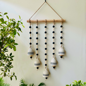 Ivory Monochrome Beaded Bell Wall Hanging