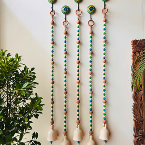 Blue Orchid | Boho Ivory | Backdrop Ceramic Beaded Bells | With ceramic wall hooks