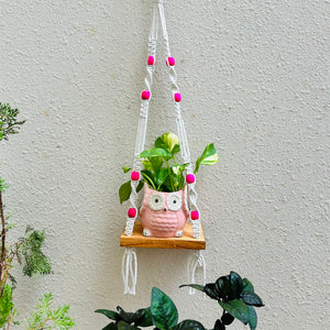 Knot and Bead | Macrame Shelf with planter and hook