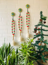 Classic White Christmas Beaded Ceramic Bells with ceramic hooks| Set of 3