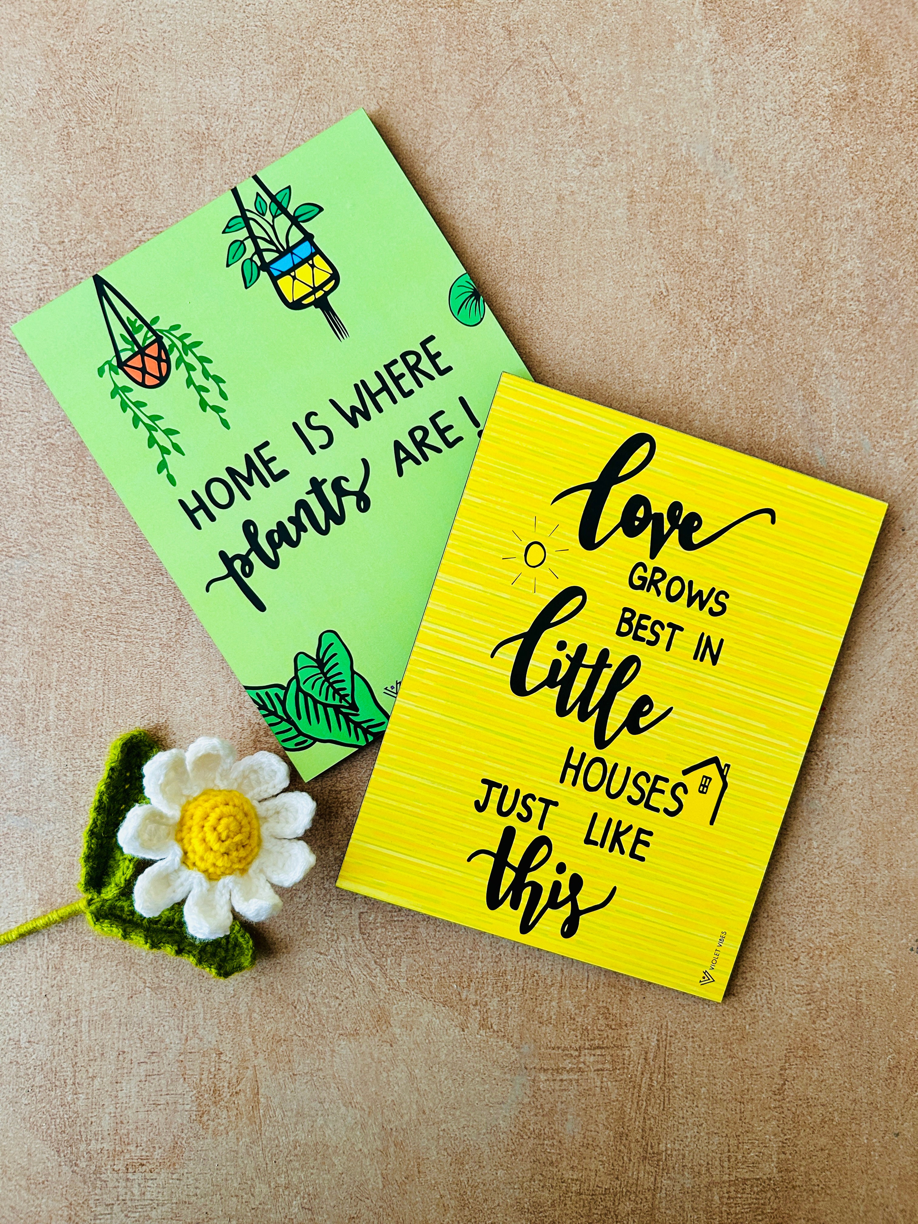 Mac-crochet Collection |Plant-Love wall set up | with macrame hangers and crochet flowers