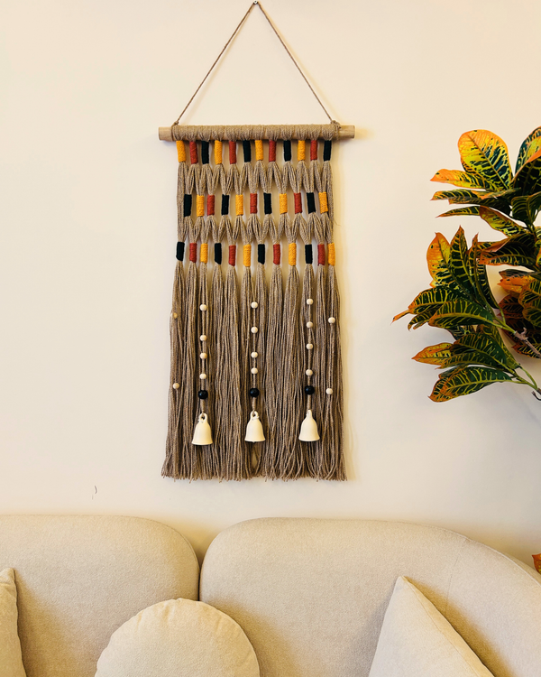 Desert Drape Ivory Boho Tapestry | With a ceramic wall hook