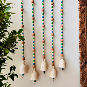 Blue Orchid | Boho Ivory | Backdrop Ceramic Beaded Bells | With ceramic wall hooks