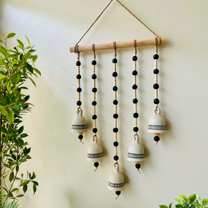 Ivory Monochrome Beaded Bell Wall Hanging