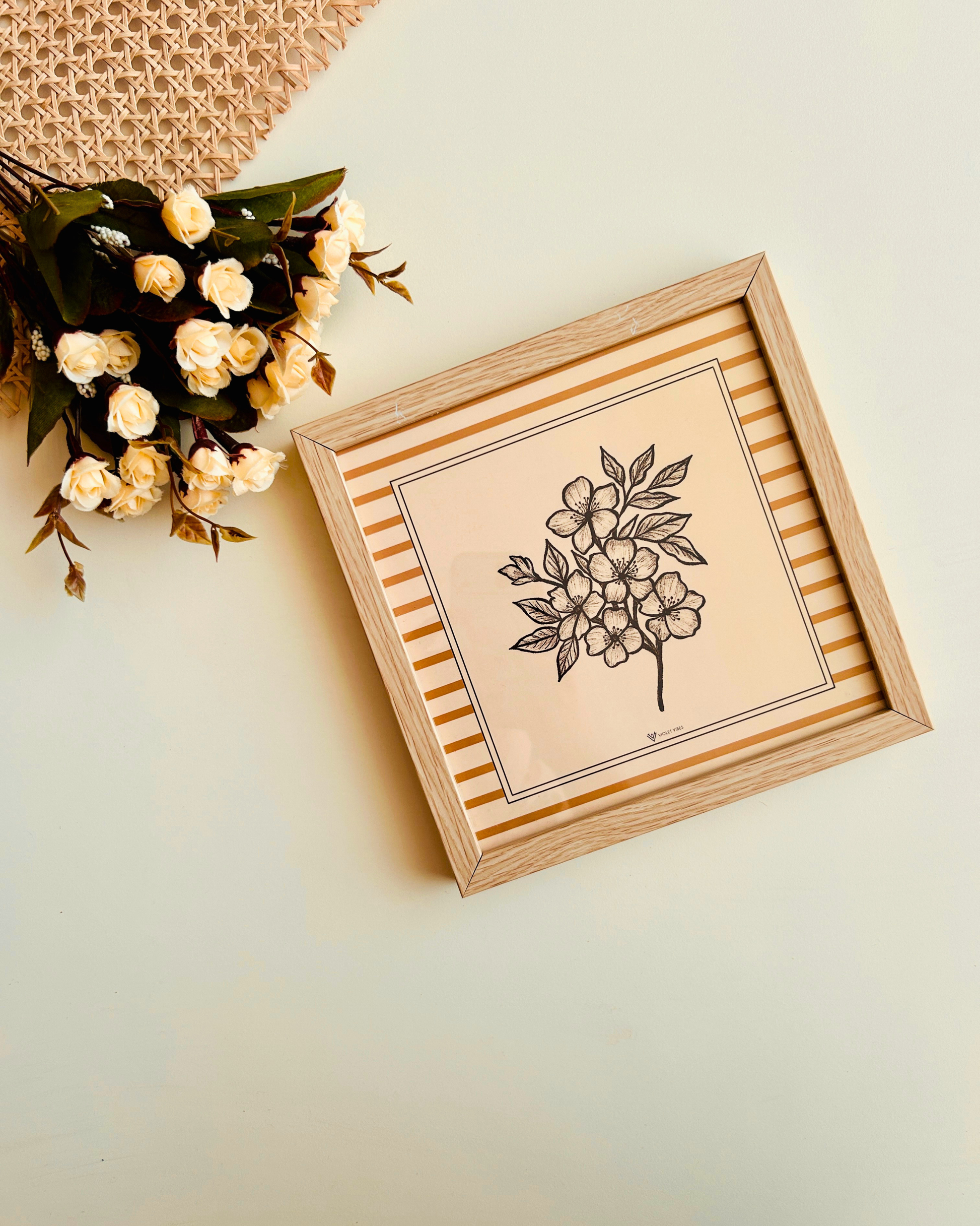 Still Stories | Flowers | Doodled Glass Wall Frame