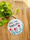 This is our happy place | Wooden sign board | 12 inches diameter