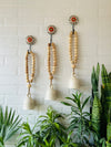 Classic White Boho Beaded Ceramic Bells | Set of 3 with ceramic hook