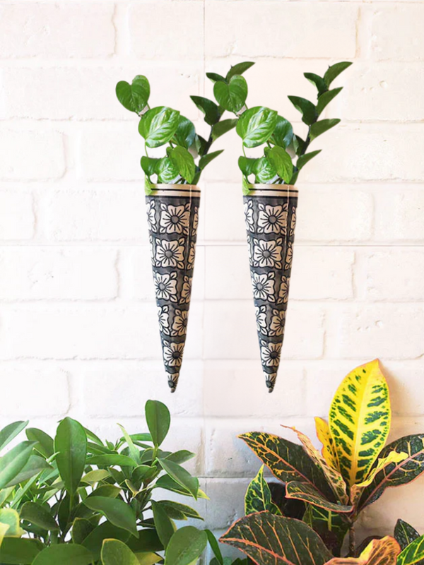 Set of 2 | Big Conical Planter | Grey Square | Buy 2 get 2 offer applicable | Use code 