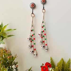 INDIAN ROSE | Handmade Ceramic Symphony Bell Chimes | Bunch of 4 (mini) bells with Ceramic Hooks