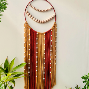 Rust & Gold Reverie Macrame Dream Catcher | With one ceramic wall hook