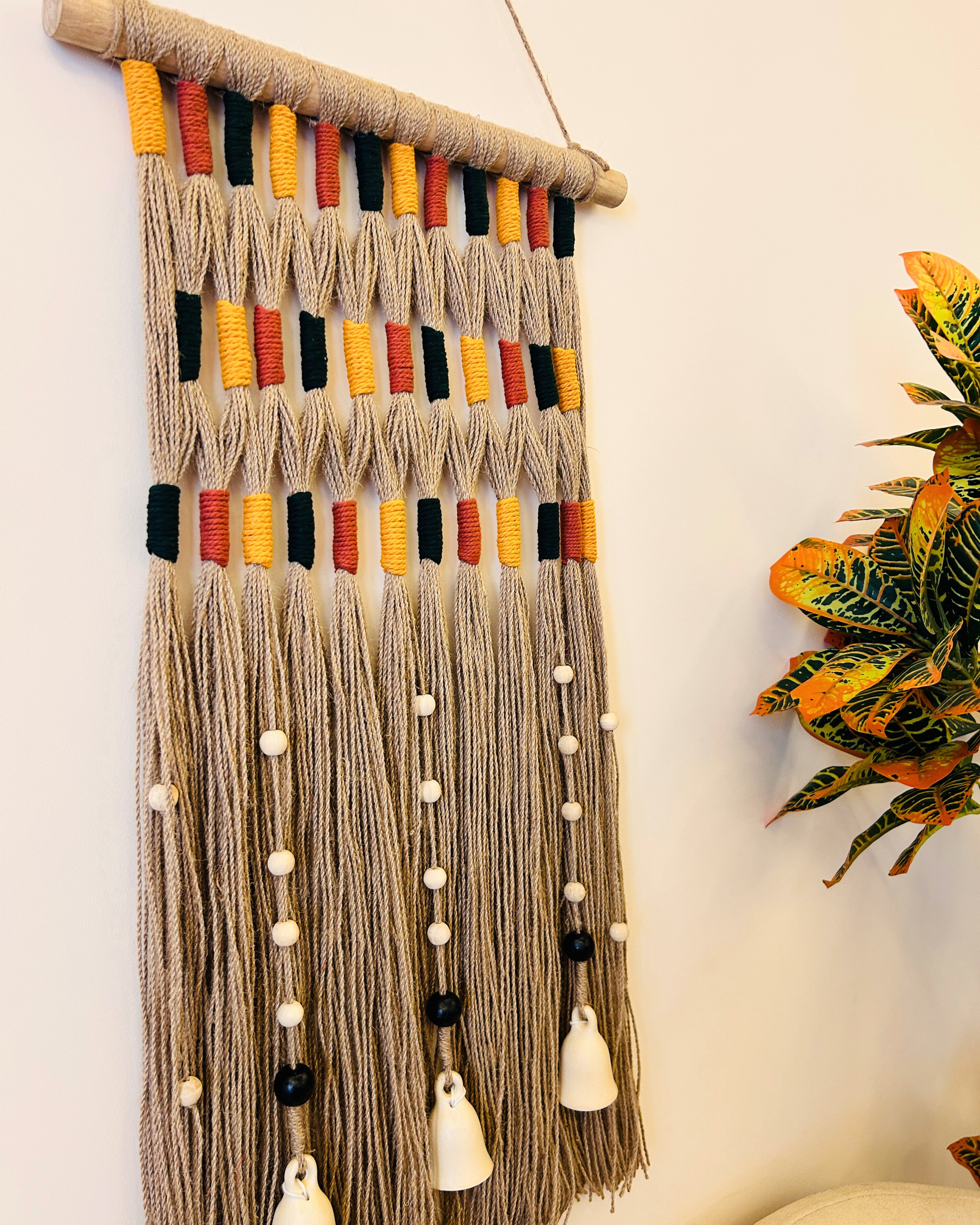 Desert Drape Ivory Boho Tapestry | With a ceramic wall hook