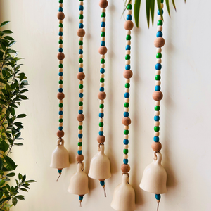 Blue Orchid | Boho Ivory | Backdrop Ceramic Beaded Bells | With ceramic wall hooks